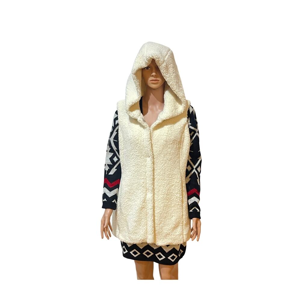 Nine West Hooded Long Vest Jacket Small